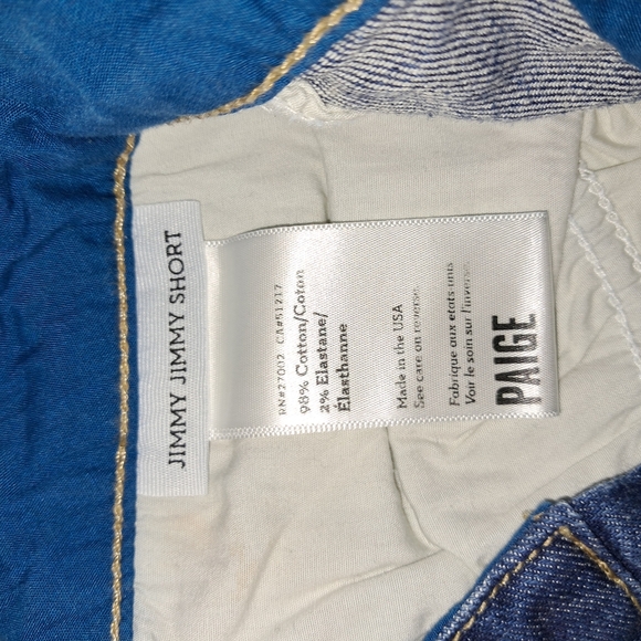 PAIGE Blue Jean Shorts with Distressed Hem - Picture 7 of 13